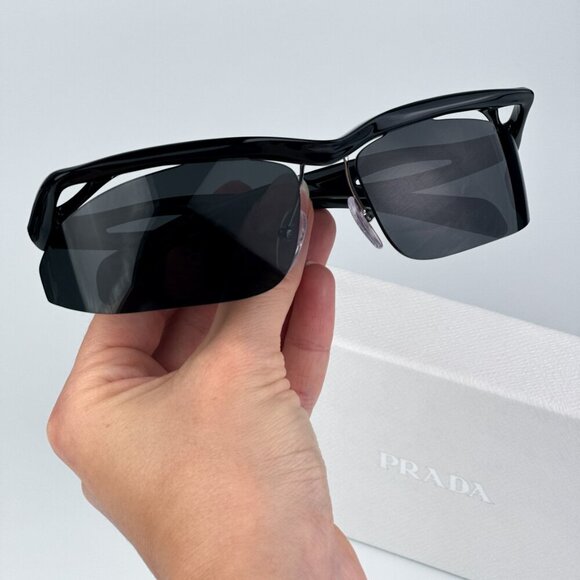 Prada PRA25S 1AB5S0 BRAND NEW Sunglasses Black Dark Grey Cat Eye Unisex - Picture 2 of 13